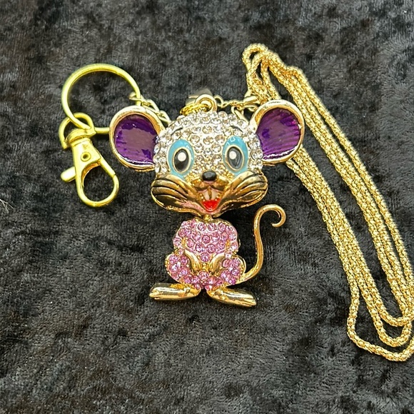 Betsey Johnson Rhinestone Mouse 🐭 Pendant - Picture 1 of 5